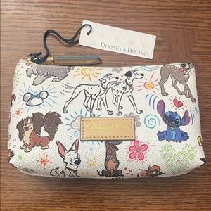 Disney Dooney & Bourke sketch dogs cosmetics bag
